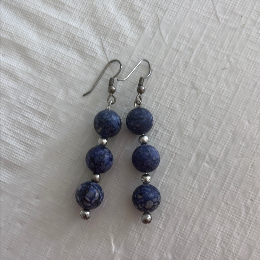 Ardene Blue and Silver Drop Earrings with Lapis Lazuli